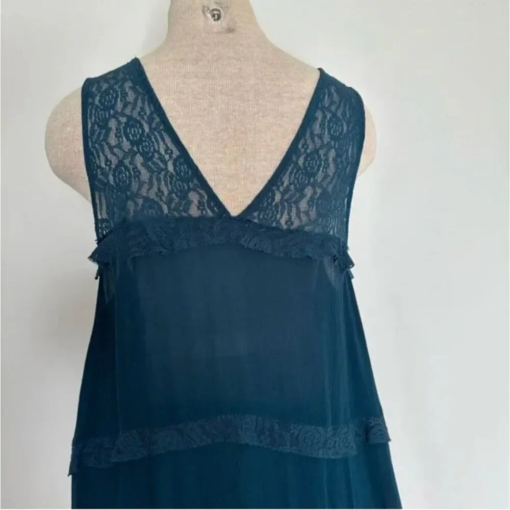 Free People Intimately Free Trapeze Cami Lace Boho Deep V Top in Sapphire Small